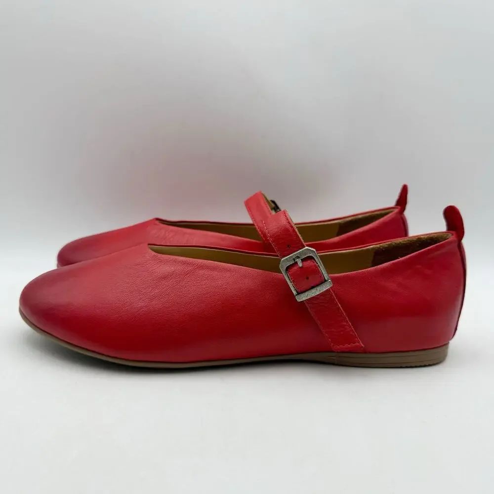 Miz Mooz Womens Kiki Mary Jane Flats EU 38 US 7.5-8 Red Leather NIB
